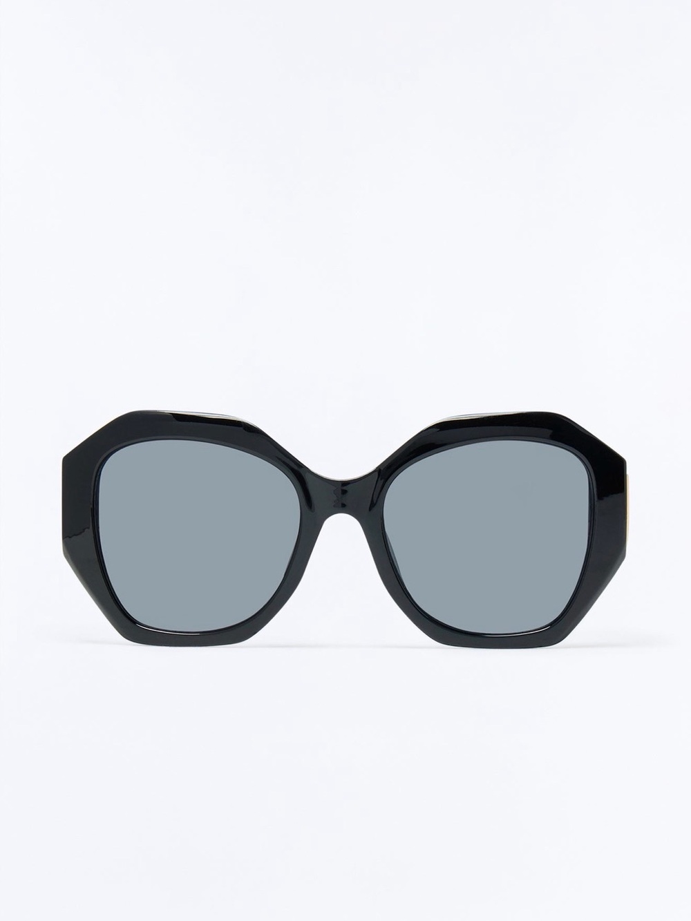 Women's Black Oversized Sunglasses with Gold Temples - Picture 3 of 4
